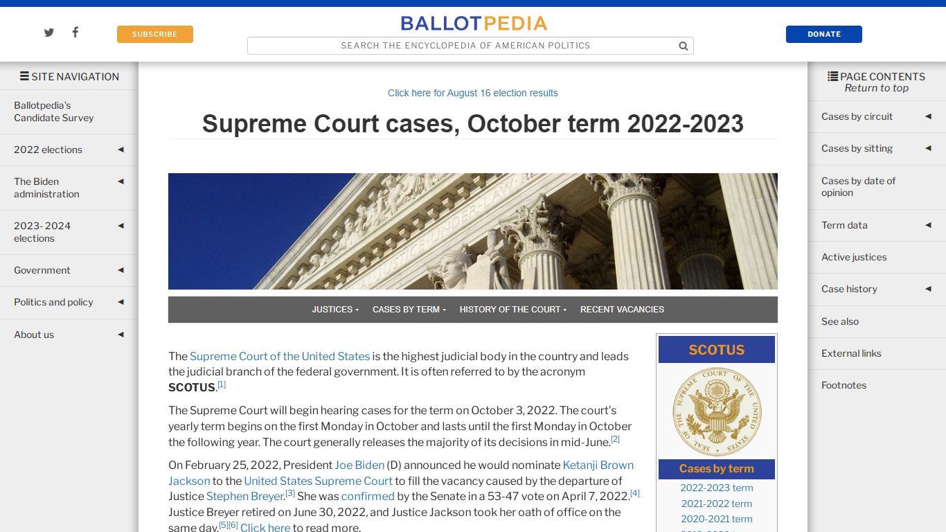 Supreme Court cases, October term 2022-2023 - Ballotpedia