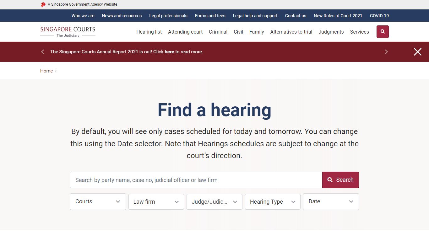 Hearing list - Singapore Courts